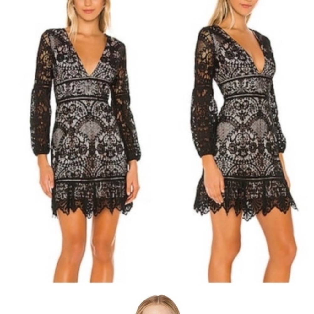 REVOLVE BB Dakota RSVP That's Deep Lace Black long sleeve Mini Dress in Size 0